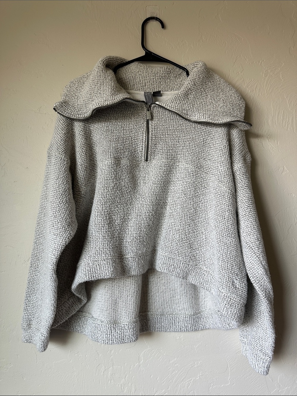 Sweaty Betty Light Gray Half-Zip Funnel Sweater